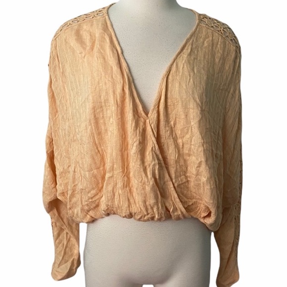 Free people runaway crochet orange top sz-XS - Picture 3 of 7